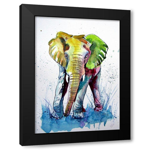 Happy Elephant I Black Modern Wood Framed Art Print by Kovacs, Anna Brigite