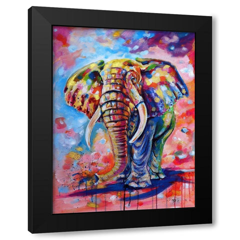 Big colorful Elephant Black Modern Wood Framed Art Print with Double Matting by Kovacs, Anna Brigite