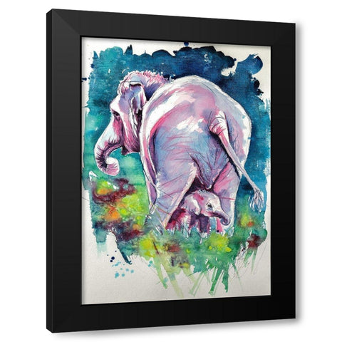 Play With Mommy Black Modern Wood Framed Art Print with Double Matting by Kovacs, Anna Brigite