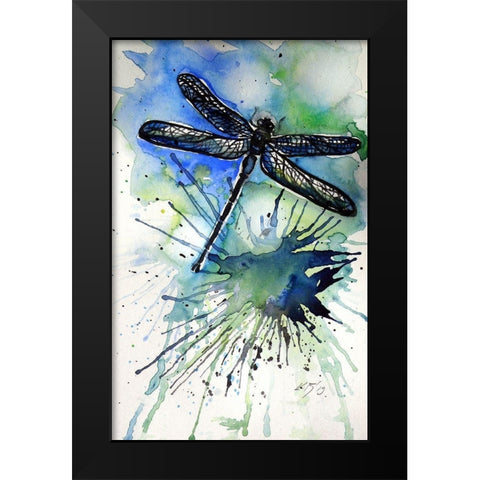 Dragonfly Black Modern Wood Framed Art Print by Kovacs, Anna Brigite