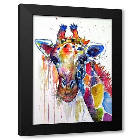 Smiling Giraffe Black Modern Wood Framed Art Print with Double Matting by Kovacs, Anna Brigite