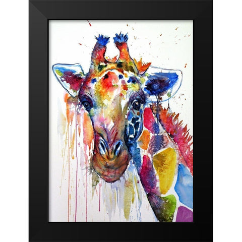 Smiling Giraffe Black Modern Wood Framed Art Print by Kovacs, Anna Brigite