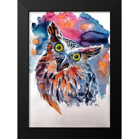 Owl Black Modern Wood Framed Art Print by Kovacs, Anna Brigite
