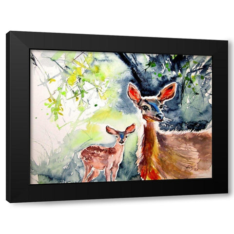 Deer in the Sun II Black Modern Wood Framed Art Print with Double Matting by Kovacs, Anna Brigite