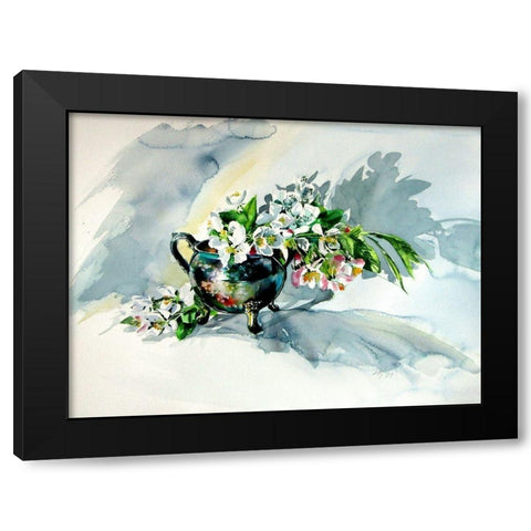 Still Life with Floral Black Modern Wood Framed Art Print with Double Matting by Kovacs, Anna Brigite