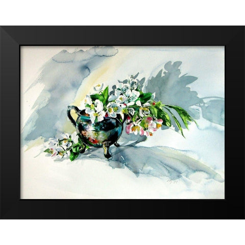 Still Life with Floral Black Modern Wood Framed Art Print by Kovacs, Anna Brigite