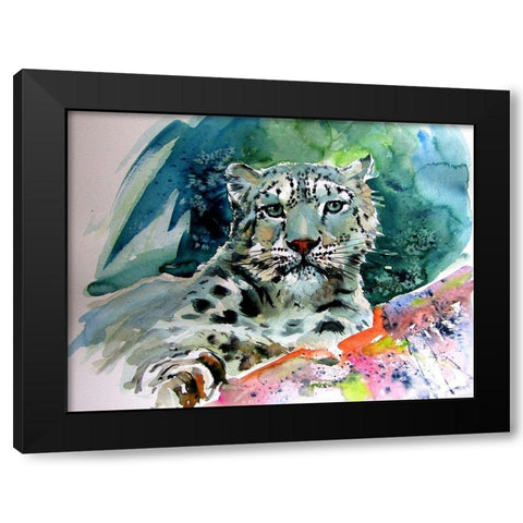 Snow Leopard Black Modern Wood Framed Art Print with Double Matting by Kovacs, Anna Brigite
