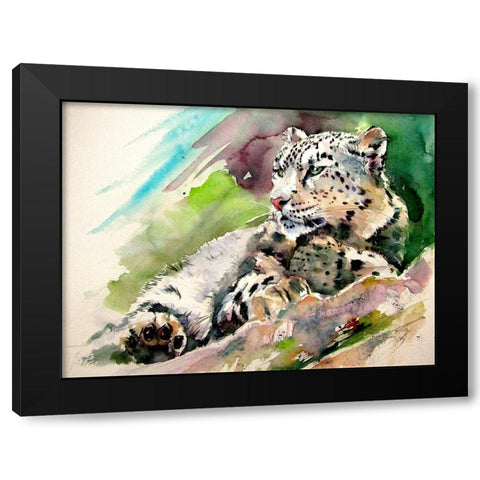 Snow Leopard II Black Modern Wood Framed Art Print by Kovacs, Anna Brigite