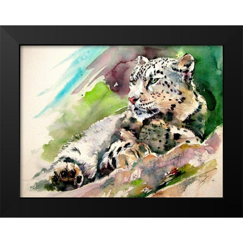 Snow Leopard II Black Modern Wood Framed Art Print by Kovacs, Anna Brigite