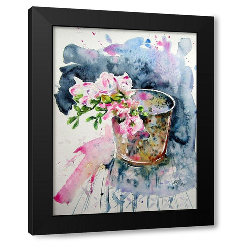 Pink Orchidea Black Modern Wood Framed Art Print with Double Matting by Kovacs, Anna Brigite