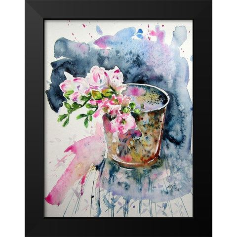 Pink Orchidea Black Modern Wood Framed Art Print by Kovacs, Anna Brigite