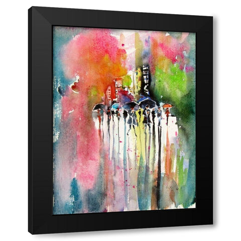 Rain II Black Modern Wood Framed Art Print with Double Matting by Kovacs, Anna Brigite