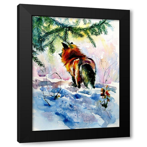 Red Fox Black Modern Wood Framed Art Print with Double Matting by Kovacs, Anna Brigite