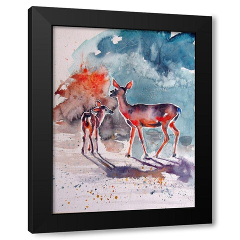 Deer II Black Modern Wood Framed Art Print with Double Matting by Kovacs, Anna Brigite