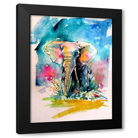 Elephant Black Modern Wood Framed Art Print by Kovacs, Anna Brigite