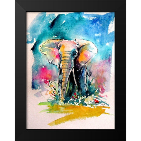 Elephant Black Modern Wood Framed Art Print by Kovacs, Anna Brigite