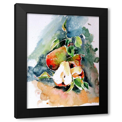 Pears Black Modern Wood Framed Art Print by Kovacs, Anna Brigite