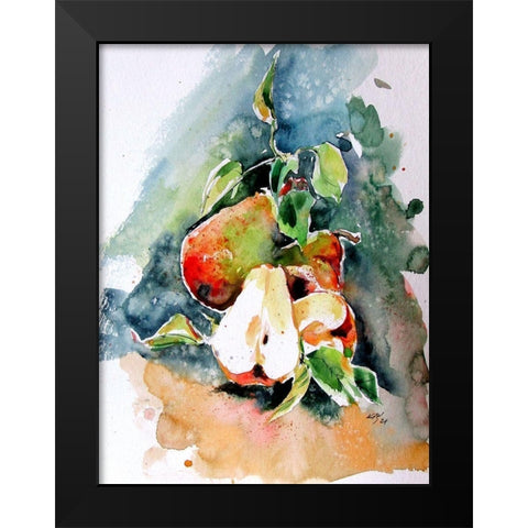 Pears Black Modern Wood Framed Art Print by Kovacs, Anna Brigite