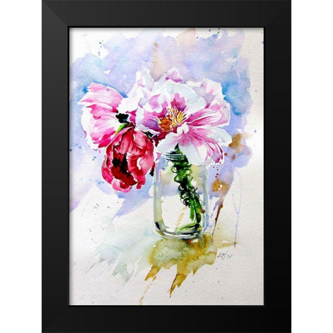 Bouquet of Flowers Black Modern Wood Framed Art Print by Kovacs, Anna Brigite