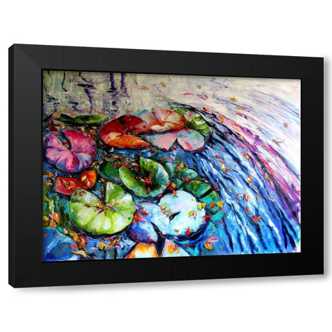 Autumn and Water Lillies Black Modern Wood Framed Art Print by Kovacs, Anna Brigite