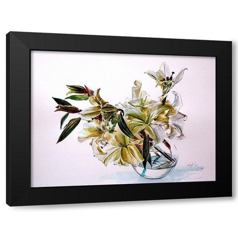 Bouquet of Lilly Black Modern Wood Framed Art Print by Kovacs, Anna Brigite
