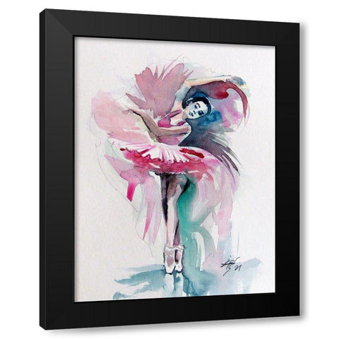 Ballerina in Pink I Black Modern Wood Framed Art Print with Double Matting by Kovacs, Anna Brigite