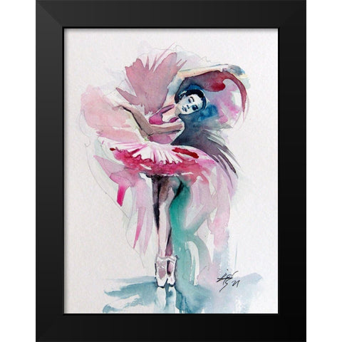 Ballerina in Pink I Black Modern Wood Framed Art Print by Kovacs, Anna Brigite