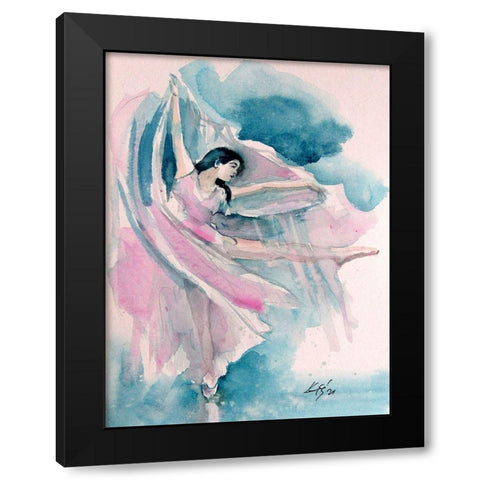 Ballerina in Pink II Black Modern Wood Framed Art Print by Kovacs, Anna Brigite