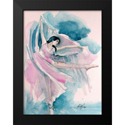 Ballerina in Pink II Black Modern Wood Framed Art Print by Kovacs, Anna Brigite