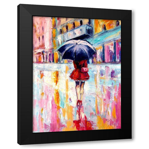 Rainy Day in the City II Black Modern Wood Framed Art Print with Double Matting by Kovacs, Anna Brigite