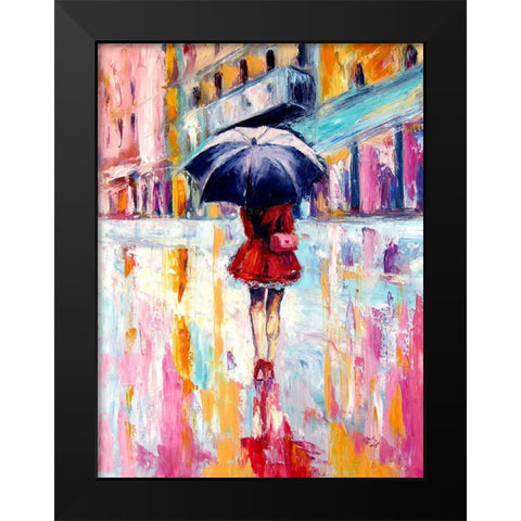 Rainy Day in the City II Black Modern Wood Framed Art Print by Kovacs, Anna Brigite