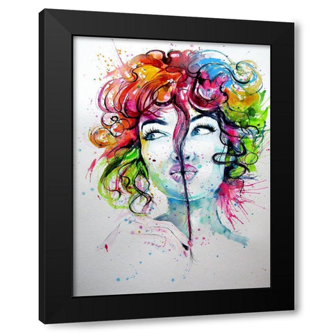 Happy Girl Black Modern Wood Framed Art Print with Double Matting by Kovacs, Anna Brigite