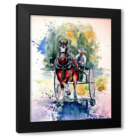 Horse Race Black Modern Wood Framed Art Print by Kovacs, Anna Brigite