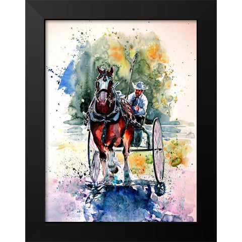Horse Race Black Modern Wood Framed Art Print by Kovacs, Anna Brigite