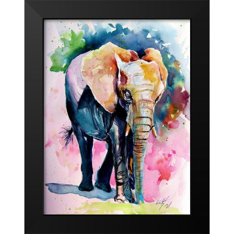 Elephant Alone Black Modern Wood Framed Art Print by Kovacs, Anna Brigite
