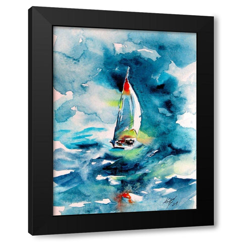 Sail Boat Black Modern Wood Framed Art Print by Kovacs, Anna Brigite