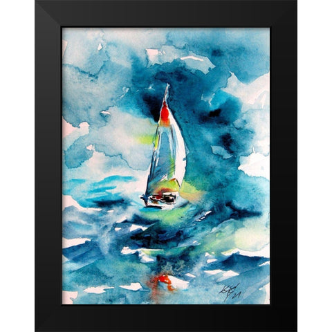 Sail Boat Black Modern Wood Framed Art Print by Kovacs, Anna Brigite