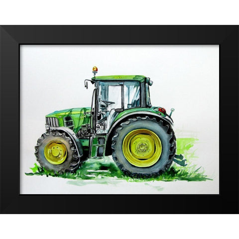 Green Tractor Black Modern Wood Framed Art Print by Kovacs, Anna Brigite