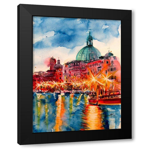 Venice at Night Black Modern Wood Framed Art Print with Double Matting by Kovacs, Anna Brigite