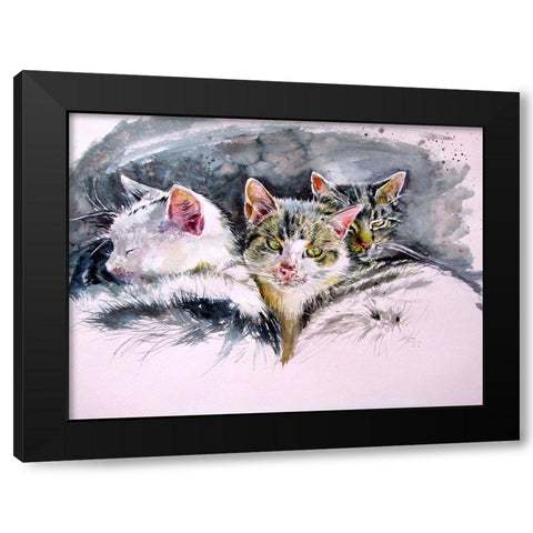 Our Cats Black Modern Wood Framed Art Print with Double Matting by Kovacs, Anna Brigite