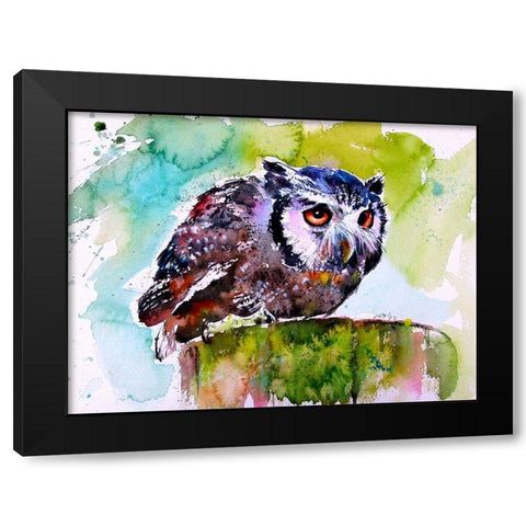 Resting Owl Black Modern Wood Framed Art Print with Double Matting by Kovacs, Anna Brigite