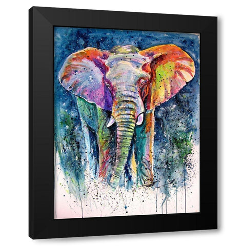 Colorful Elephant Black Modern Wood Framed Art Print with Double Matting by Kovacs, Anna Brigite
