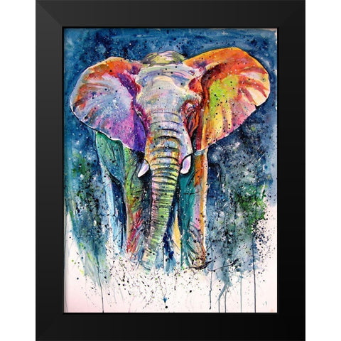 Colorful Elephant Black Modern Wood Framed Art Print by Kovacs, Anna Brigite