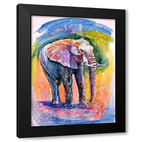 Elephant by the Water Black Modern Wood Framed Art Print by Kovacs, Anna Brigite