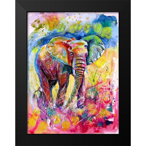 Elepahtn on the Meadow Black Modern Wood Framed Art Print by Kovacs, Anna Brigite