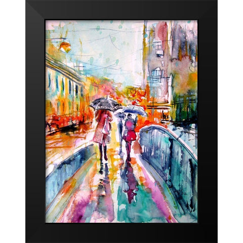 Rain in the City Black Modern Wood Framed Art Print by Kovacs, Anna Brigite