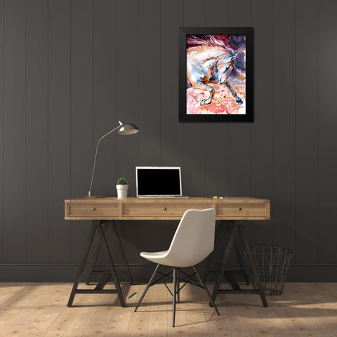 Running Horse I Black Modern Wood Framed Art Print by Kovacs, Anna Brigite