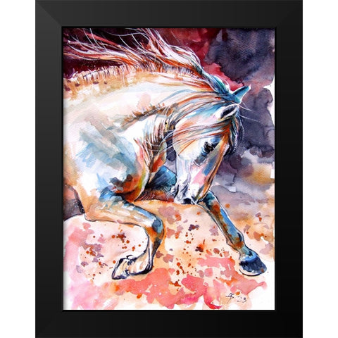 Running Horse I Black Modern Wood Framed Art Print by Kovacs, Anna Brigite