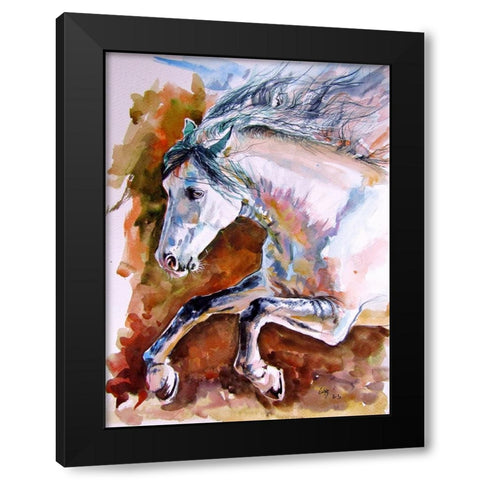 Running Horse II Black Modern Wood Framed Art Print by Kovacs, Anna Brigite
