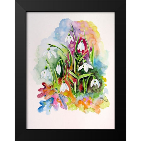 Snowdrops I Black Modern Wood Framed Art Print by Kovacs, Anna Brigite
